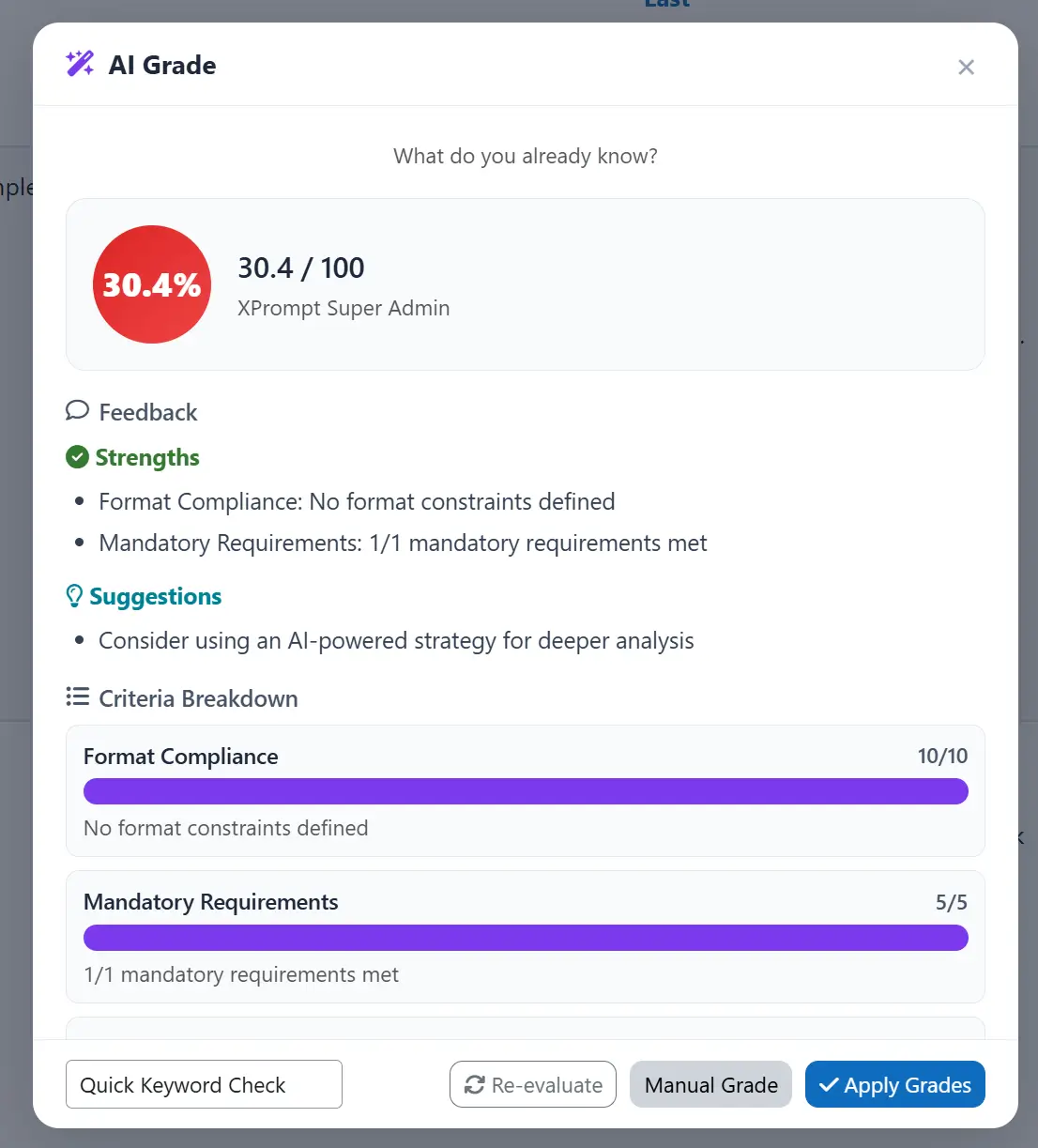 XP Grader Feedback Review XP Grader Feedback Review