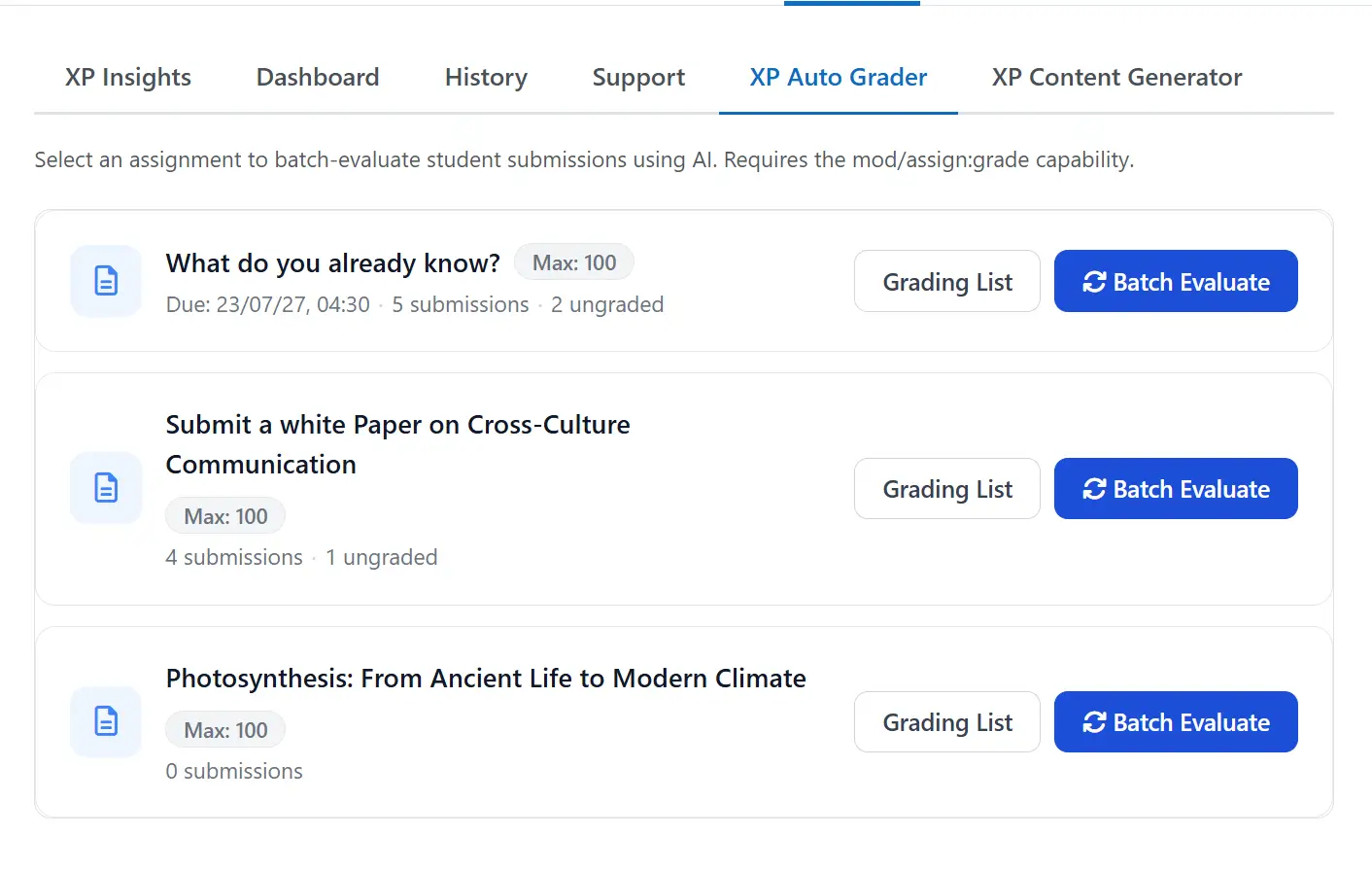 XP Grader — Auto Grading XP Grader — Auto Grading