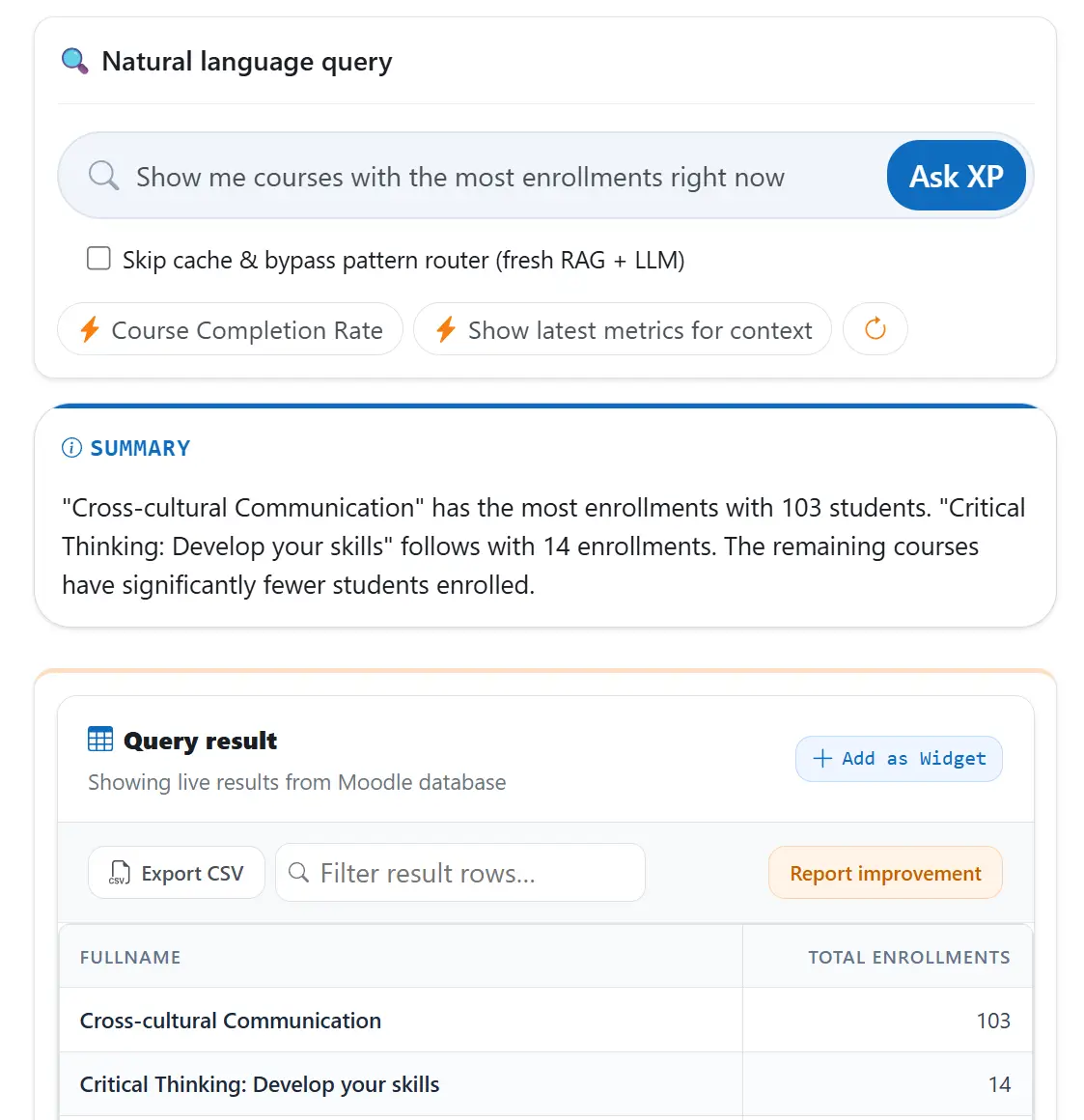 XP Insights Query XP Insights Query